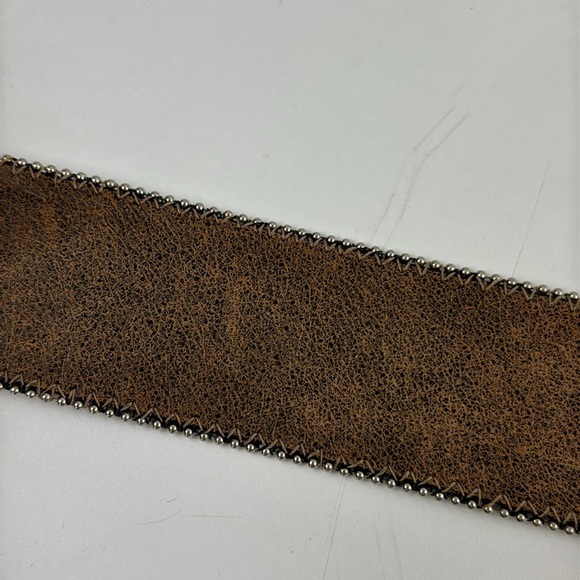 Vintage Kudos Brown Leather Belt Native Design Western Cowboy Style with Silver - Picture 6 of 9